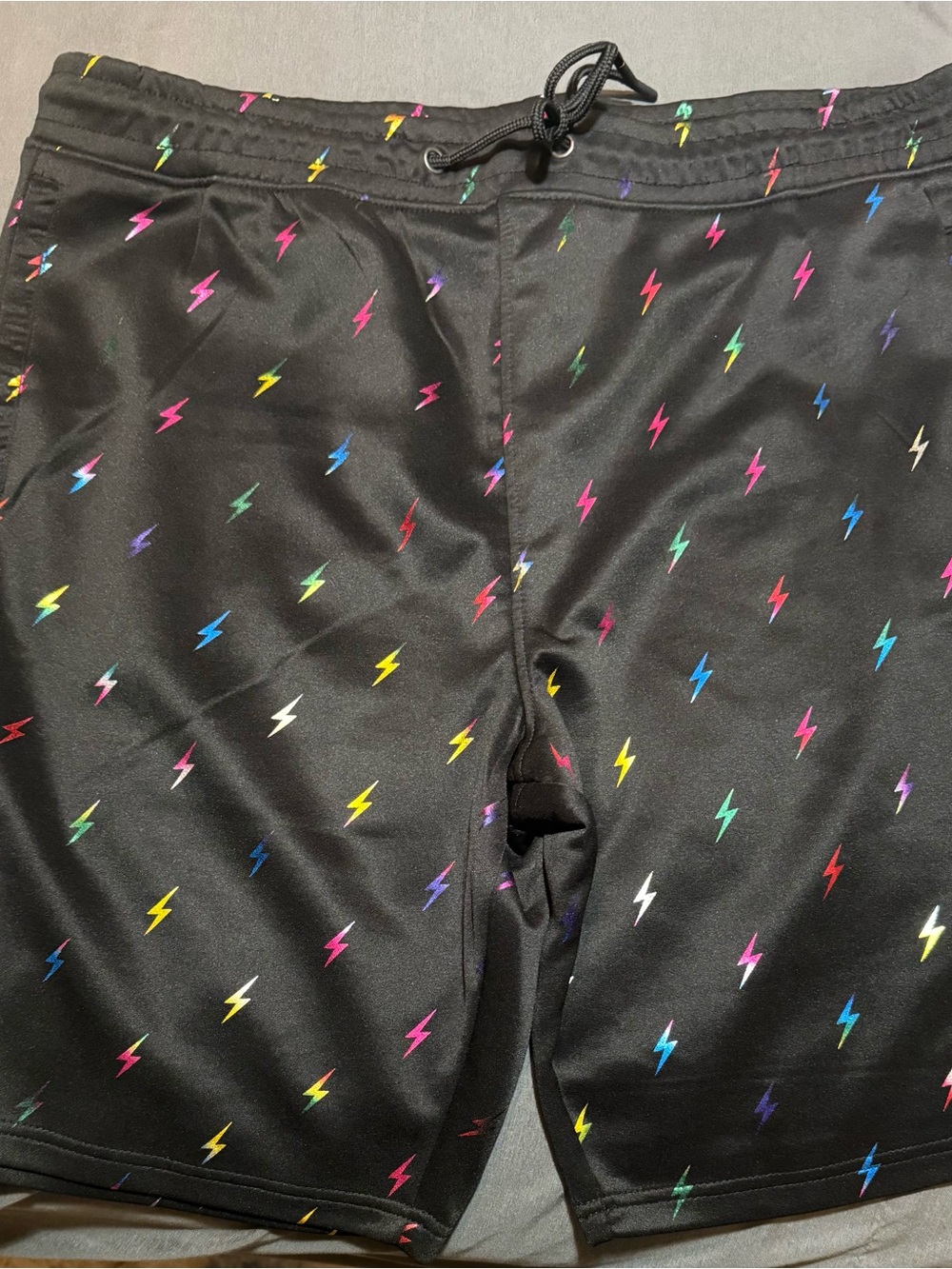 DRILL - Black Shorts with Multicolor Lightning Bolt Print - XL new with tags